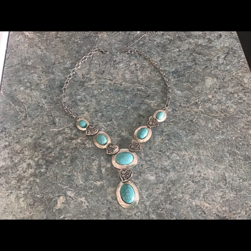 Costume Turquoise/Silver Necklace - image 2